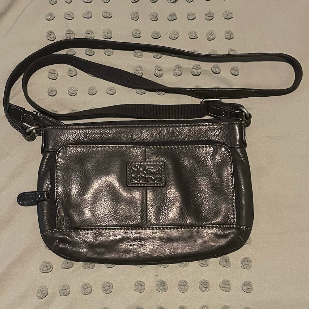 Fossil Black Leather Crossbody Bag • Genuine Leather Everyday Purse